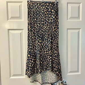Maeve High-Low Satin Leopard Skirt